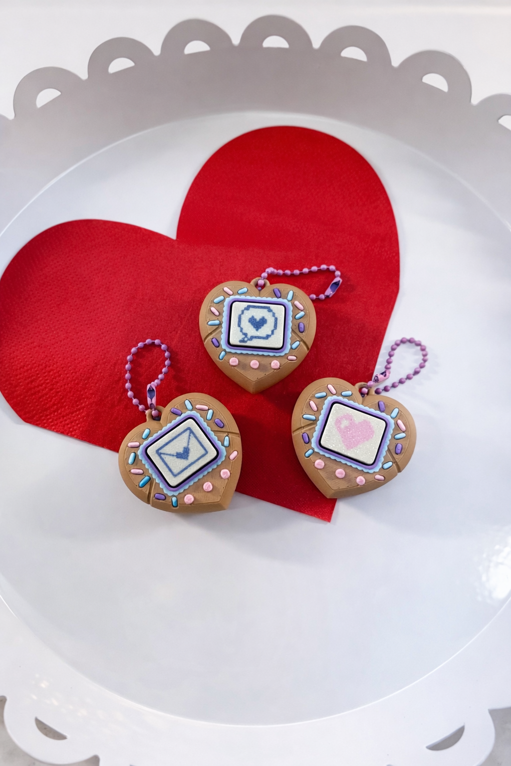 Valentine's Day V-Pet Fidget Clicker Keychain