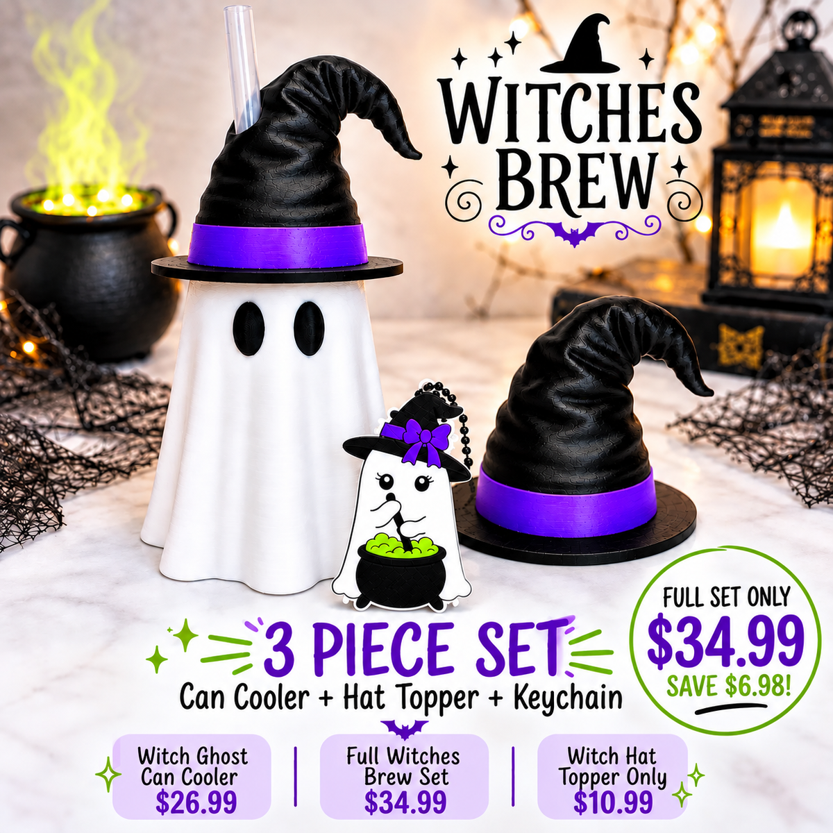 Witch Ghost Can Cooler Set