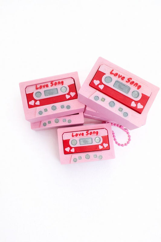 “Love Song” Retro Cassette Fidget Clicker Keychain