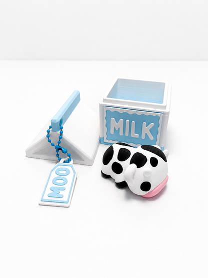 Cow in Mini Milk Carton Playset