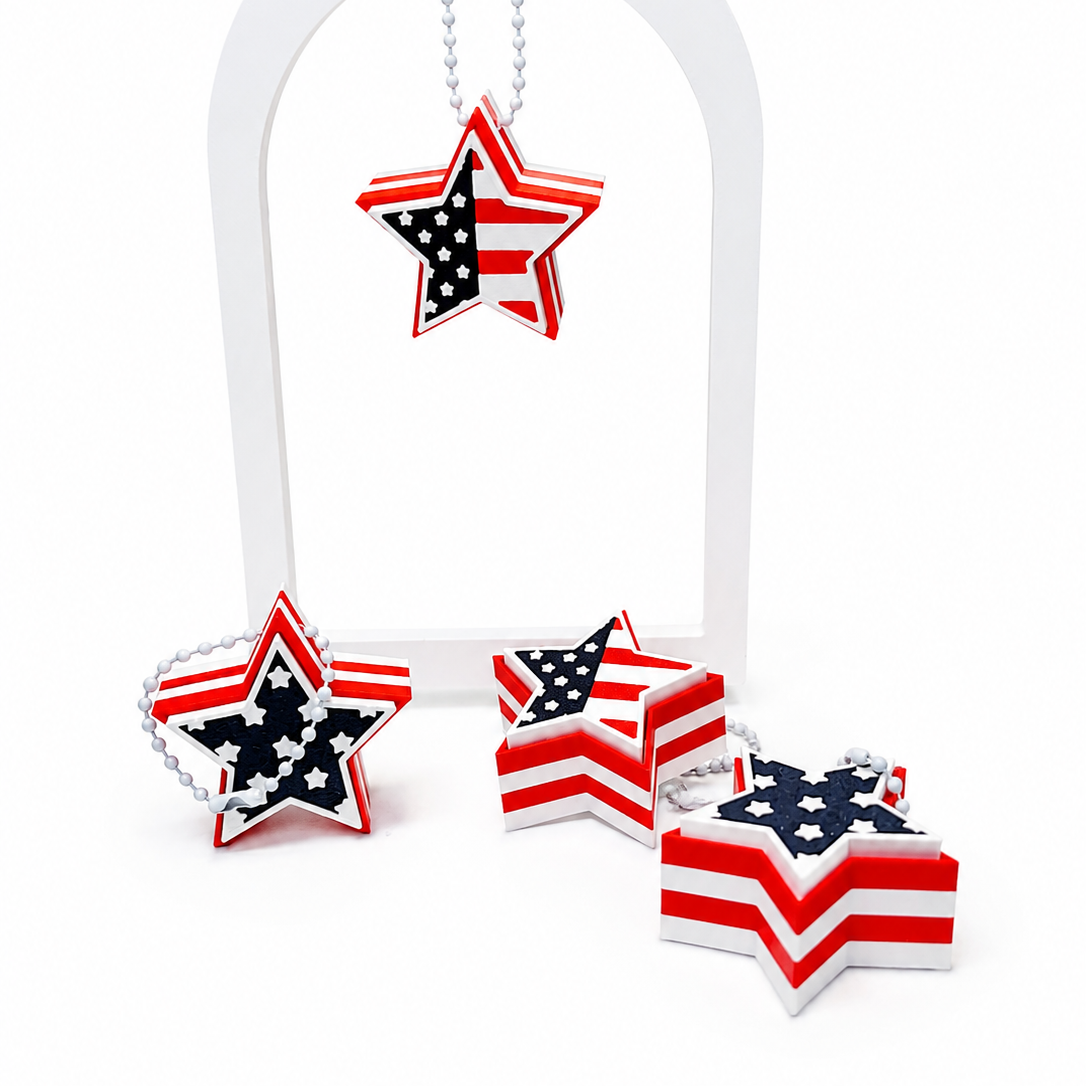 Patriotic Star Fidget Clicker Keychain